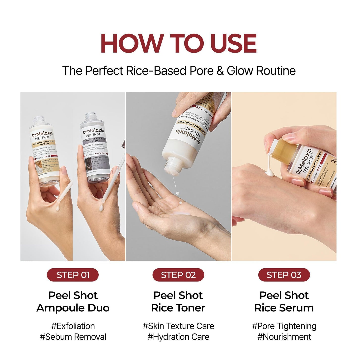 Peel Shot Glow Rice Kit de Rutina Completa de 4 Pasos para Reiniciar Poros – Edición de Primavera