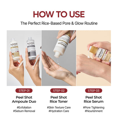Peel Shot Glow Rice Kit de Rutina Completa de 4 Pasos para Reiniciar Poros – Edición de Primavera